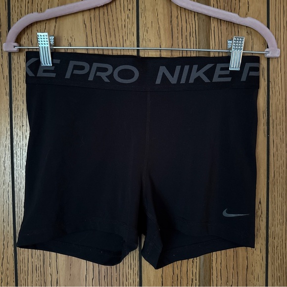 Nike Black Pro Shorts with Gray Logo - Picture 1 of 6